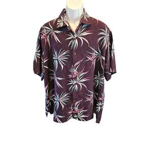 Caribbean sz XL silk blend hawaiin vacation short sleeve button up EUC luau